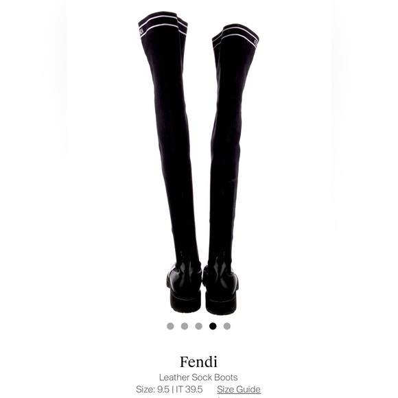 . Fendi Leather Over-The-Knee Sock Boots - Picture 4 of 9